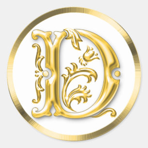 Sticker D rond initial en or