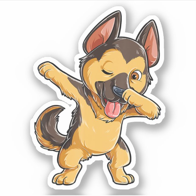 Sticker Dabbing German Shepherd Amoureux des chiens Garçon (Devant)