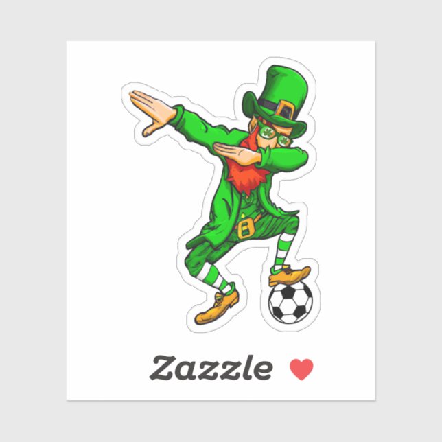Sticker Dabbing St. Patricks Day Leprechaun Soccer (Feuille)