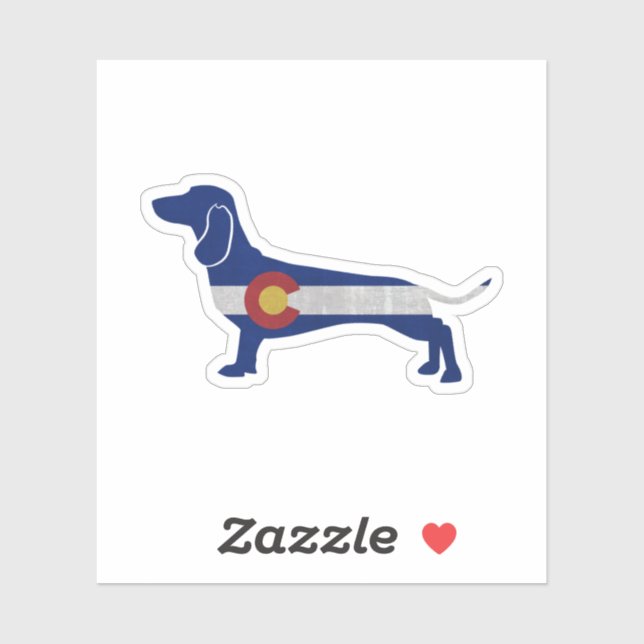 Sticker Dachshund Chien race Colorado Drapeau Silhouette (Feuille)