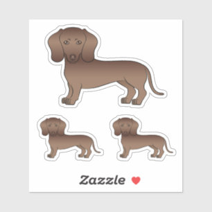 Sticker Dachshund de dessin animé aux poils lisses marron 