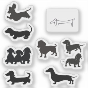 Sticker Dachshund Silhouette Noire