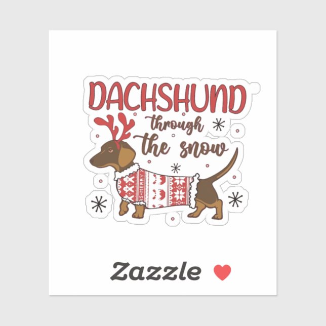 Sticker Dachshund Through The Snow Christmas Dog Lover (Feuille)