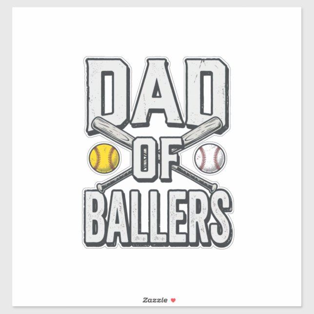 Sticker Dad of Ballers Softball and Baseball Vintage Shirt (Feuille)