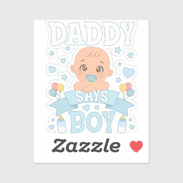 Sticker Daddy dit Boy Pregnancy Rose ou Blue Vinyl (Feuille)