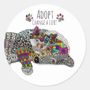 Sticker d'adoption de chats et de chiens mignons e