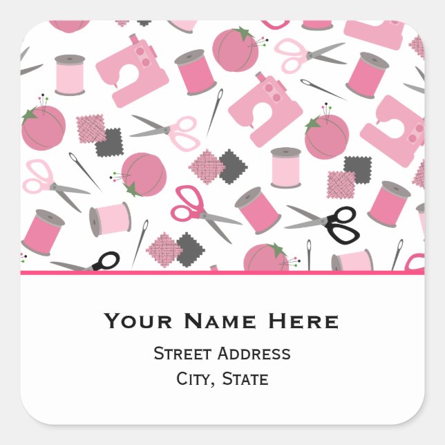 Sticker d'adresse à thème couture (Devant)