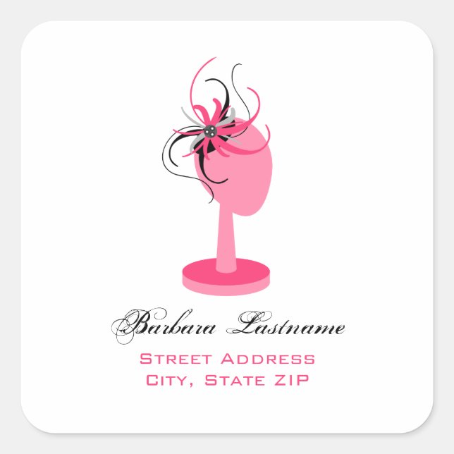Sticker d'adresse Casquette rose (Devant)