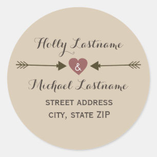 Sticker d'adresse Coeur avec flèches