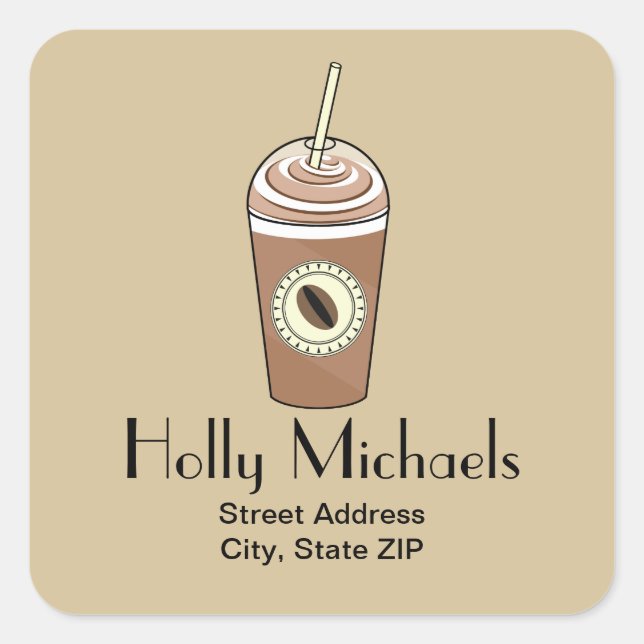 Sticker d'adresse de café glacé (Devant)