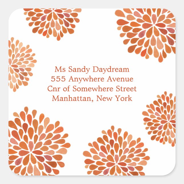 Sticker d'adresse de flambée Orange Autumn Bloom (Devant)