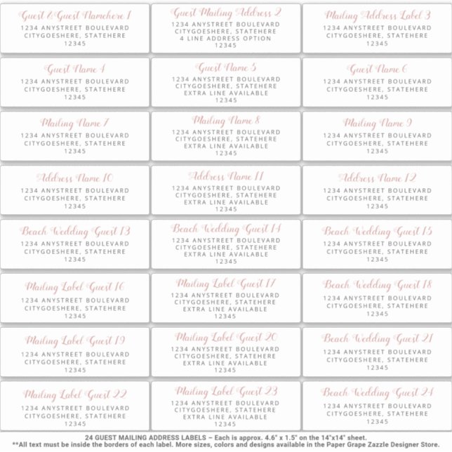 Sticker d'adresse de messagerie mariage Gray rose (Devant)