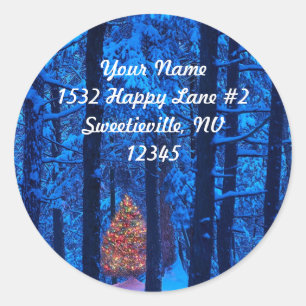 Sticker d'adresse de Noël dans les bois