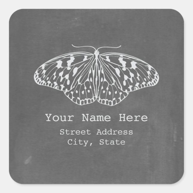 Sticker d'adresse de papillon inspiré du tableau d (Devant)