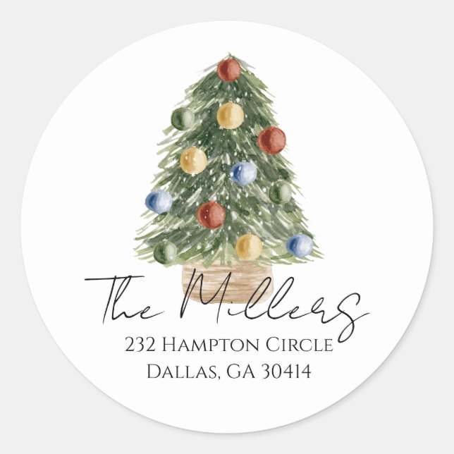 Sticker d'adresse de retour de l'arbre de Noël (Devant)