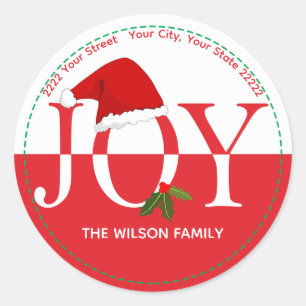 Sticker d'adresse de retour de Noël Santa Hat