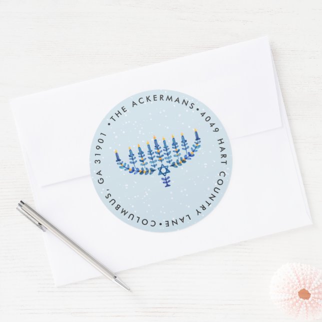 Sticker d'adresse de retour Hanoukka Lights (Enveloppe)
