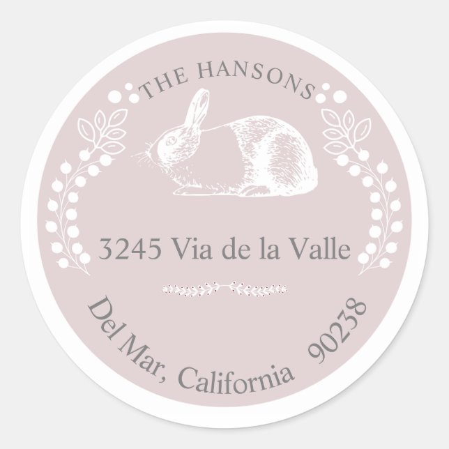 Sticker d'adresse de retour Pink Bunny (Devant)