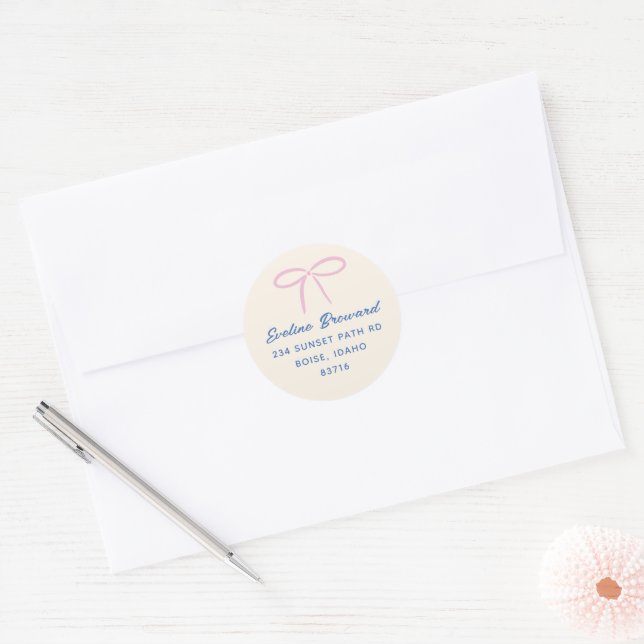 Sticker d'adresse de retour Pink Simple Bow (Enveloppe)