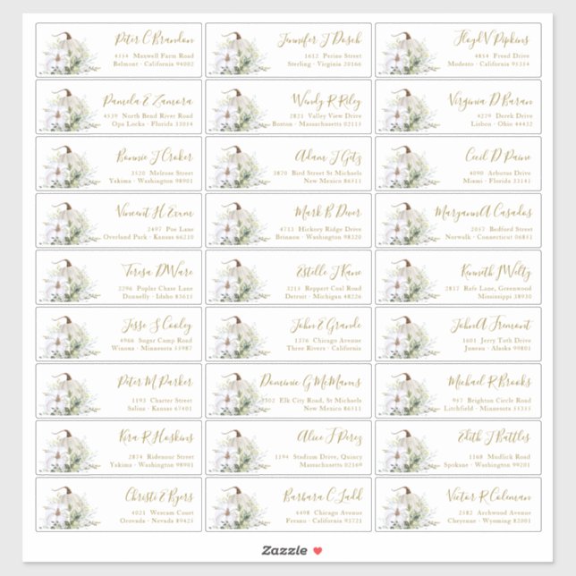 Sticker d'adresse du citrouille Fall Guest Names (Feuille)