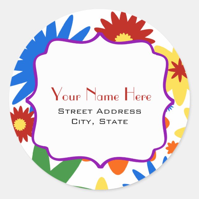 Sticker d'adresse Fleurs vives (Devant)