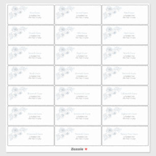 Sticker d'adresse invité Dusty Blue Floral Line Ar