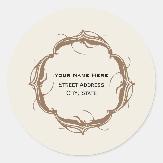 Sticker d'adresse vintage - Brown (Devant)