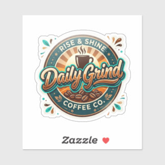 Sticker Daily Grind Coffee Co – Badge de Café Rétro Vintag