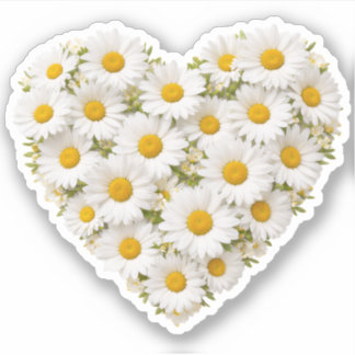 Sticker Daisy Heart April Birth Flower
