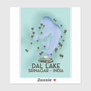 Sticker Dal Lake, Srinagar, Inde poster de voyage Carte