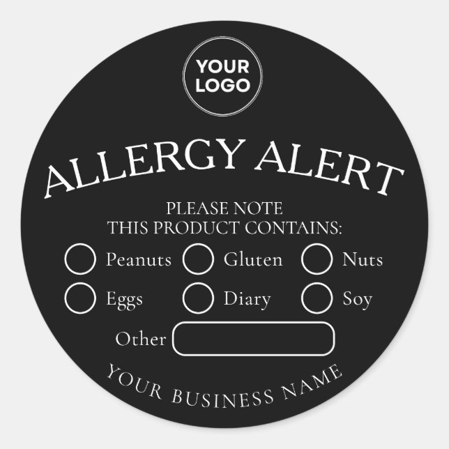 Sticker d'alerte d'allergie aux aliments noirs noi (Devant)