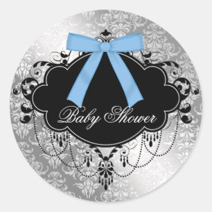 Sticker Damask Blue Black Baby Boy Shoy
