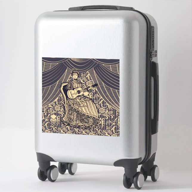 Sticker Dame avec guitare (Sur valise)