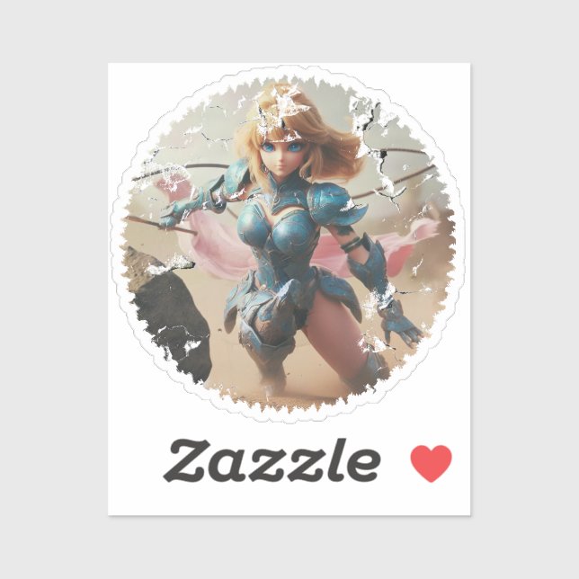 Sticker Dame en armure bleue (Feuille)