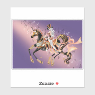 Sticker Dame Steampunk et Cheval Mécanique