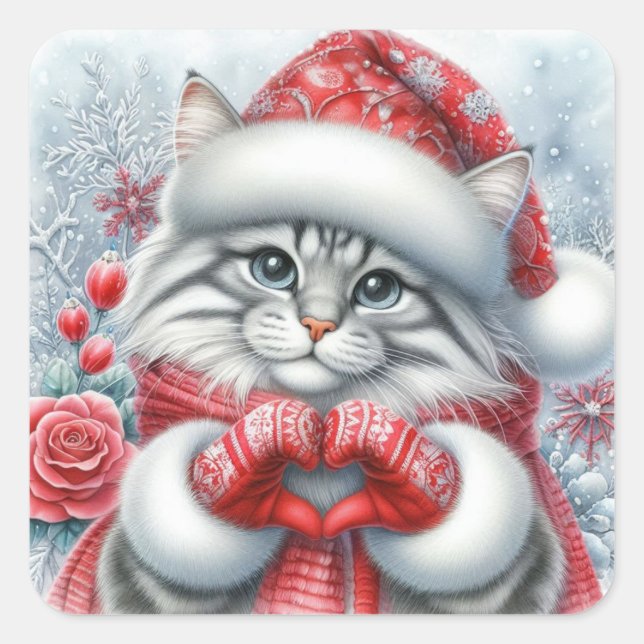 Sticker d'amour de Noël rouge (Devant)