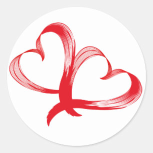 Sticker d'amour double coeur rouge