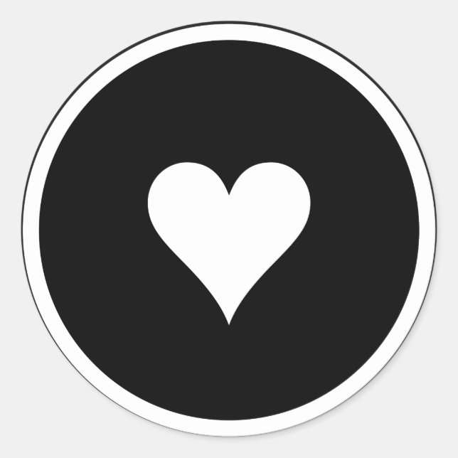Sticker d'amour du coeur noir et blanc / Sceau (Devant)
