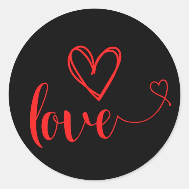 Sticker d'amour noir et rouge avec coeur (Devant)