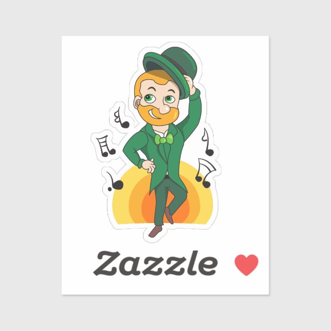 Sticker Dancing leprechaun, dessin animé de la Saint Patri (Feuille)