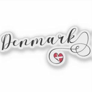 Sticker Danemark, Drapeau danois en coeur