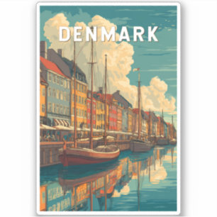 Sticker Danemark Illustration Voyage Art Vintage