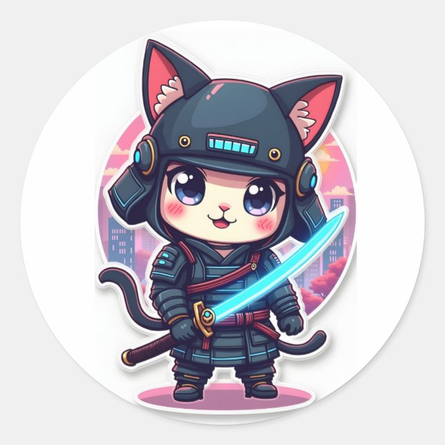 Sticker d'Anime de chat pour ordinateur portable C (Devant)