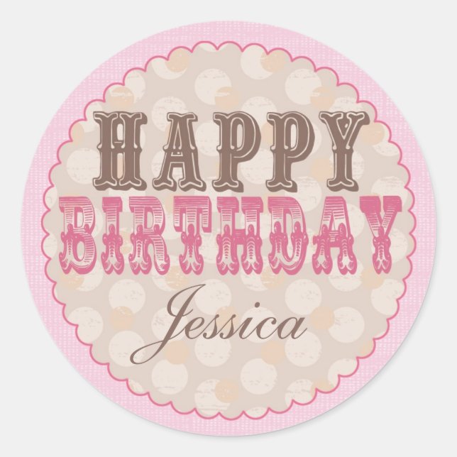 Sticker d'anniversaire à l'ours en peluche - rose (Devant)