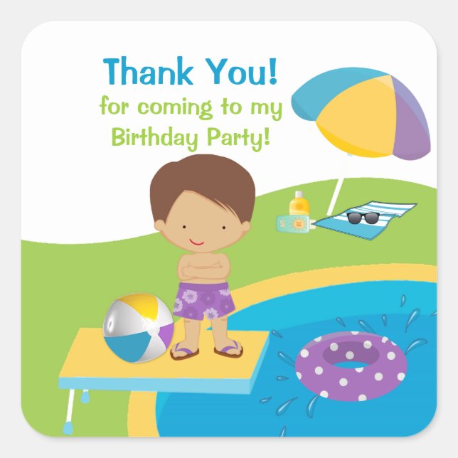 Sticker d'anniversaire de la fête du petit garçon (Devant)