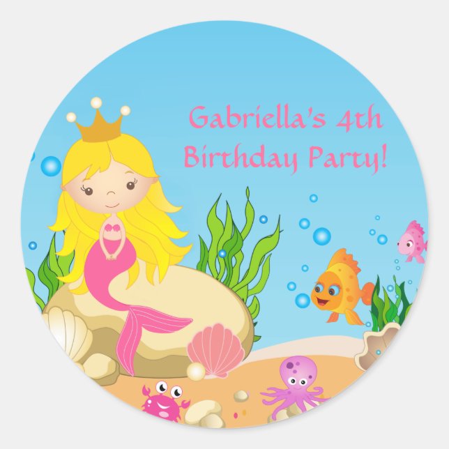 Sticker d'anniversaire de la sirène de mer (Devant)