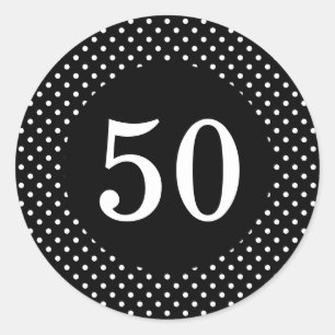 Sticker d'anniversaire Pois noir et blanc