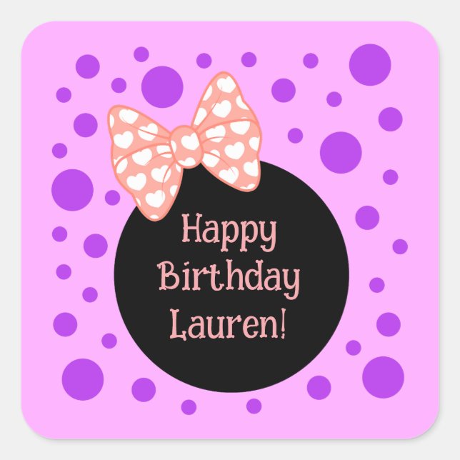 Sticker d'anniversaire Polka Dot personnalisé (Devant)