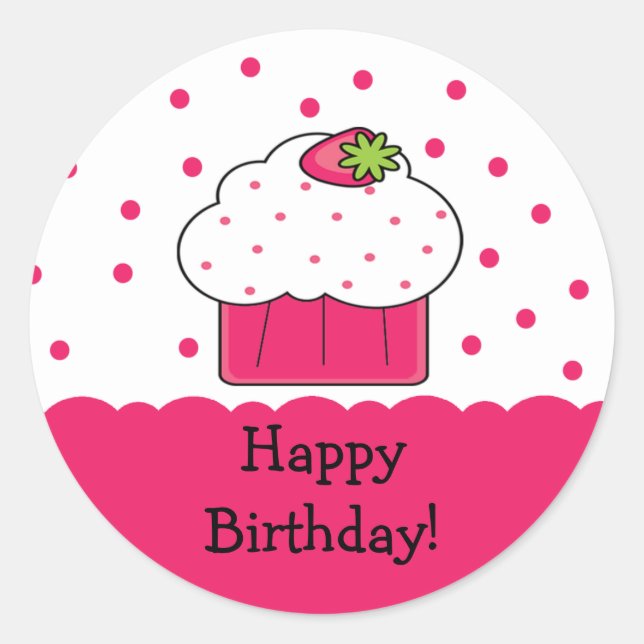 Sticker d'anniversaire rose Cupcake (Devant)