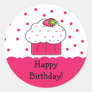Sticker d'anniversaire rose Cupcake